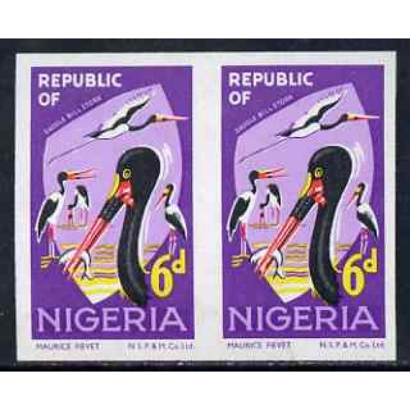 Nigeria 1969 STORK 6d IMPERF PAIR mnh