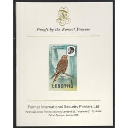 Lesotho 1981 KESTREL 1s  imperf on FORMAT INTERNATIONAL PROOF CARD