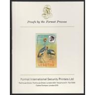 Lesotho 1981 CROWNED CRANE 3s  imperf on FORMAT INTERNATIONAL PROOF CARD