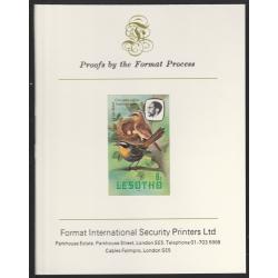 Lesotho 1981 CAPE ROBIN CHAT 6s  imperf on FORMAT INTERNATIONAL PROOF CARD
