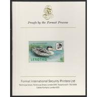 Lesotho 1981 RED BILLED TEAL 10s  imperf on FORMAT INTERNATIONAL PROOF CARD