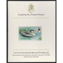 Lesotho 1981 RED BILLED TEAL 10s  imperf on FORMAT INTERNATIONAL PROOF CARD