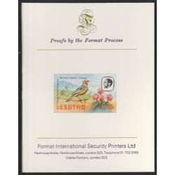 Lesotho 1981  CAPE LONGCLAW 60s  imperf on FORMAT INTERNATIONAL PROOF CARD