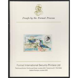 Lesotho 1981  LILAC BREASTED ROLLER 5M  imperf on FORMAT INTERNATIONAL PROOF CARD