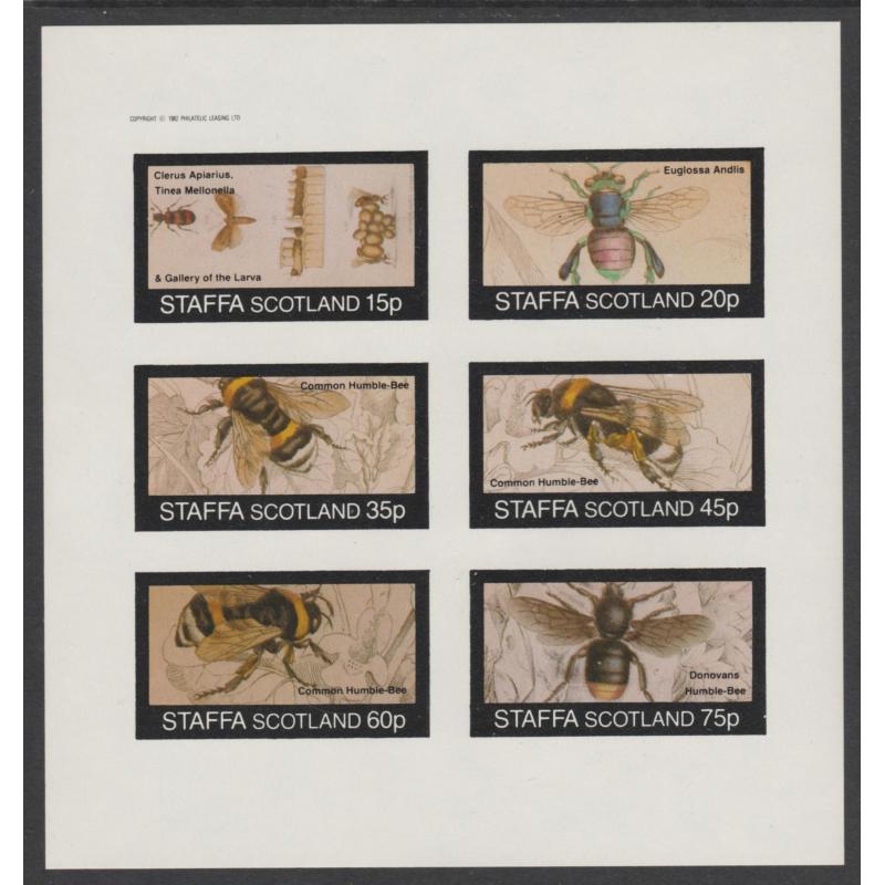 Staffa 1982 INSECTS - BEES imperf set of  6 mnh