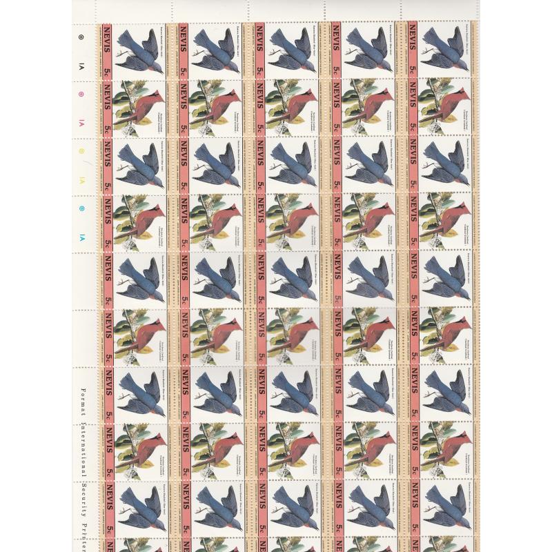 Nevis 1985 AUDUBON BIRDS in COMPLETE SHEETS (25 sets of 8)