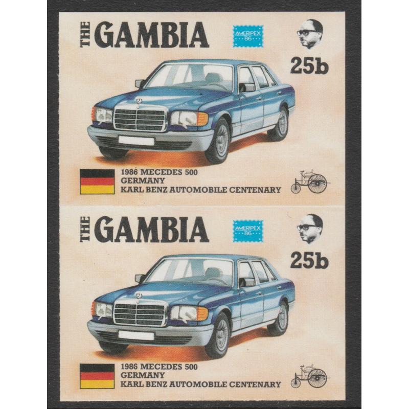 Gambia 1987 AMERIPEX CARS - MERCEDES imperf pair ex archive sheet mnh