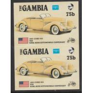 Gambia 1987 AMERIPEX CARS - CORD imperf pair ex archive sheet mnh