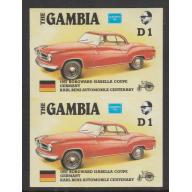 Gambia 1987 AMERIPEX CARS - BORGWARD ISABELLA imperf pair ex archive sheet mnh