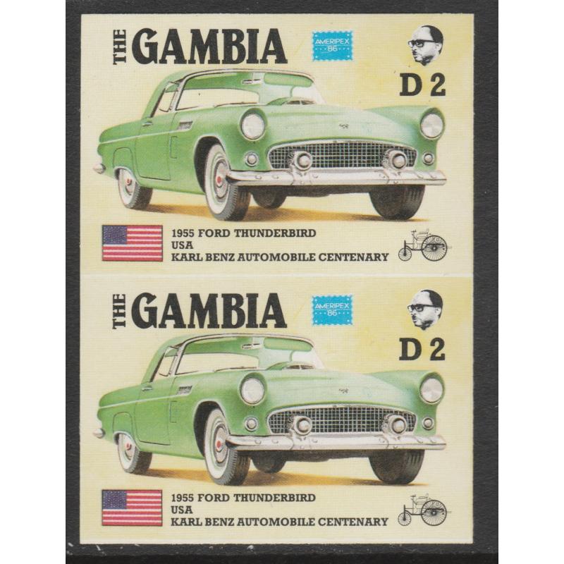 Gambia 1987 AMERIPEX CARS - FORD imperf pair ex archive sheet mnh