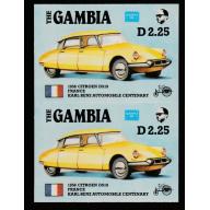 Gambia 1987 AMERIPEX CARS - CITROEN imperf pair ex archive sheet mnh