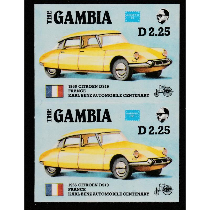 Gambia 1987 AMERIPEX CARS - CITROEN imperf pair ex archive sheet mnh