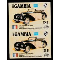Gambia 1987 AMERIPEX CARS - BUGATTI imperf pair ex archive sheet mnh