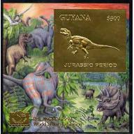 Guyana 1994 DINOSAURS embossed in GOLD on card