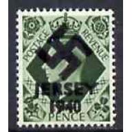 Jersey 1940 SWASTIKA OVERPRINT on KG6 9d def - FORGERY mnh