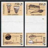 Gambia 1987 MUSICAL INSTRUMENTS IMPERF PROOF GUTTER PAIRS mnh
