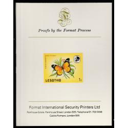 Lesotho 1984  BUTTERFLIES 1s  imperf on FORMAT INTERNATIONAL PROOF CARD