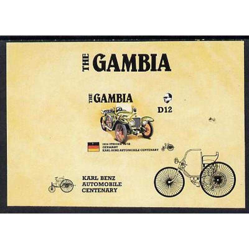 Gambia 1987 AMERIPEX CARS - STEINER IMPERF PROOF m/sheet mnh