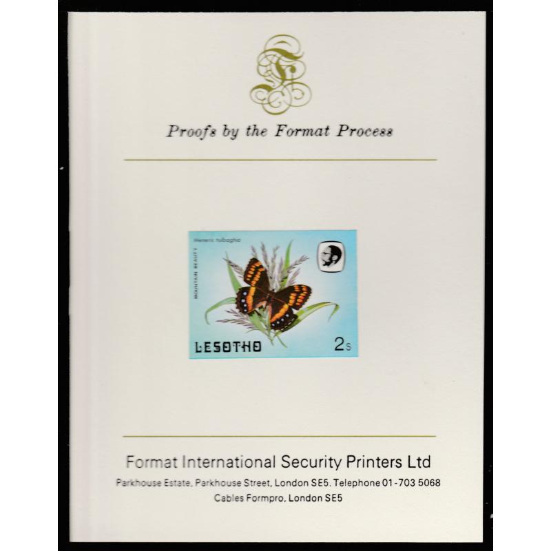 Lesotho 1984  BUTTERFLIES 2s  imperf on FORMAT INTERNATIONAL PROOF CARD