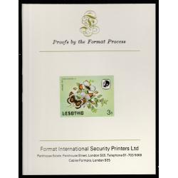 Lesotho 1984  BUTTERFLIES 3s  imperf on FORMAT INTERNATIONAL PROOF CARD