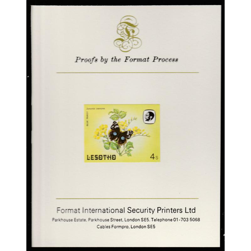 Lesotho 1984  BUTTERFLIES 4s  imperf on FORMAT INTERNATIONAL PROOF CARD