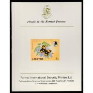 Lesotho 1984  BUTTERFLIES 5s  imperf on FORMAT INTERNATIONAL PROOF CARD