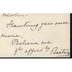 GB 1910 LETTER from PRINCESS BEATRICE