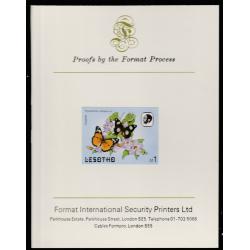 Lesotho 1984  BUTTERFLIES 1M  imperf on FORMAT INTERNATIONAL PROOF CARD