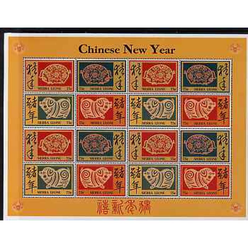 Sierra Leone 1995 CHINESE NEW YEAR sheet with WRONG VALUE mnh