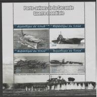 Chad 2019 AIRCRAFT CARRIERS perf sheetlet of 4 mnh