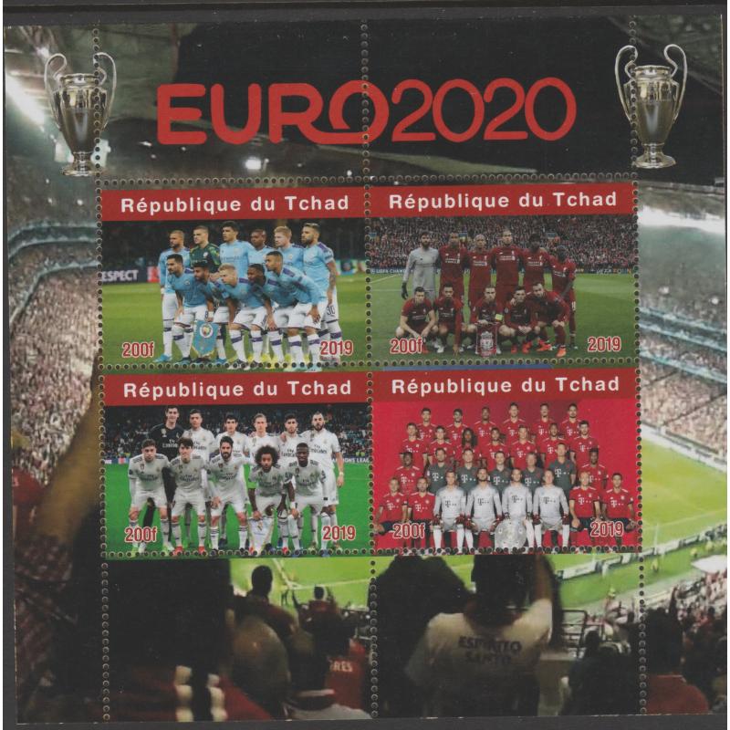 Chad 2019  EURO 2020 FOOTBALL  perf sheetlet of 4 mnh