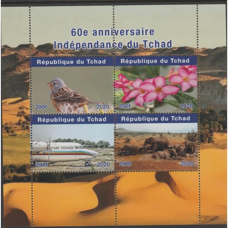 Chad 2020  ANNIV OF INDEPENDENCE  perf sheetlet of 4 mnh