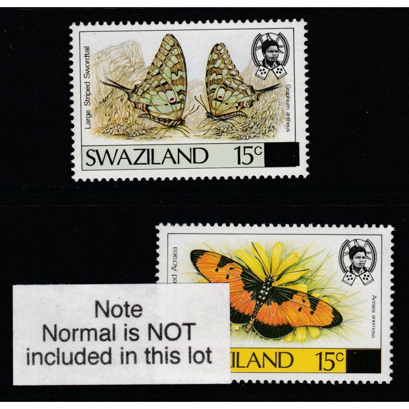 Swaziland 1990 BUTTERFLY ERROR - SURCHARGED ON WRONG STAMP mnh