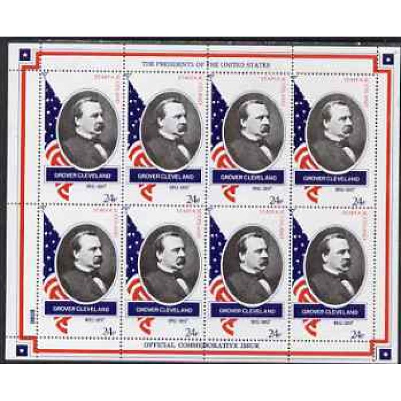 Staffa 1982 US PRESIDENTS #24 - GROVER CLEVELAND sheet of 8 mnh