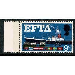 1967 EFTA 9d (phos). SHIFT OF BROWN.