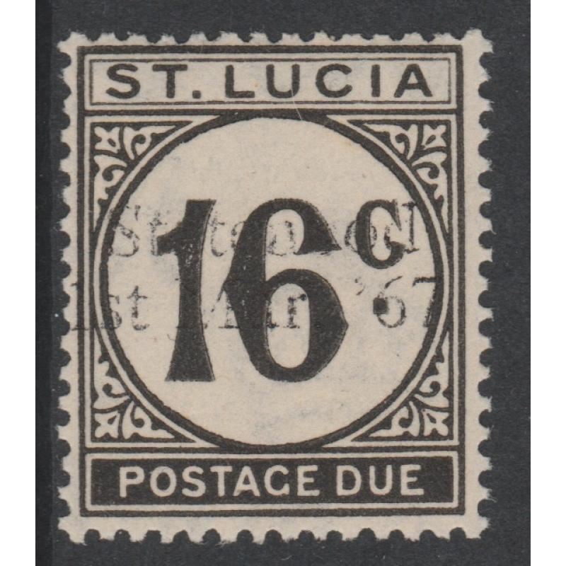 St Lucia 1967 POSTAGE DUE 16c with STATEHOOD OPT in black mnh