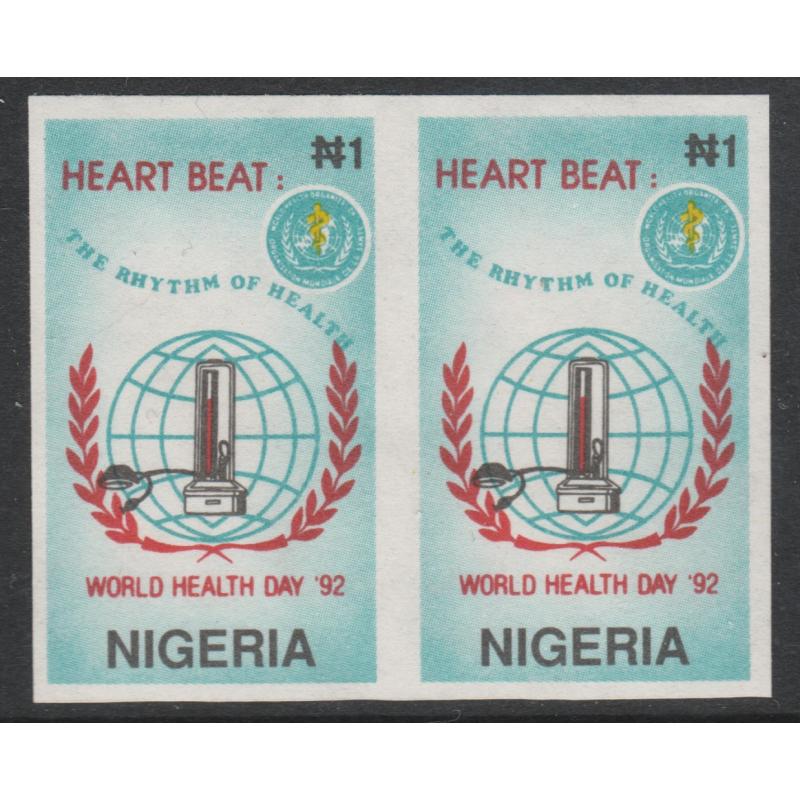 Nigeria 1992  WORLD HEALTH DAY 1n IMPERF PAIR mnh