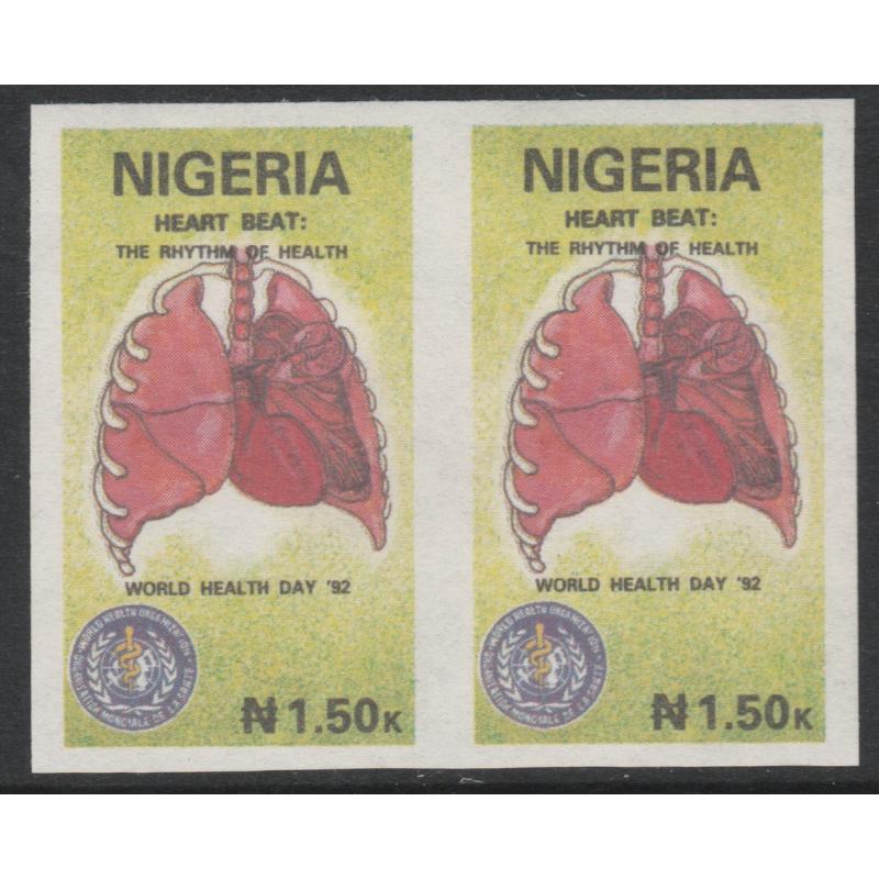 Nigeria 1992  WORLD HEALTH DAY 1n50 IMPERF PAIR mnh