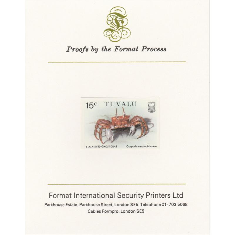 Tuvalu  1986 CRABS - GHOST CRAB  on FORMAT INT PROOF CARD