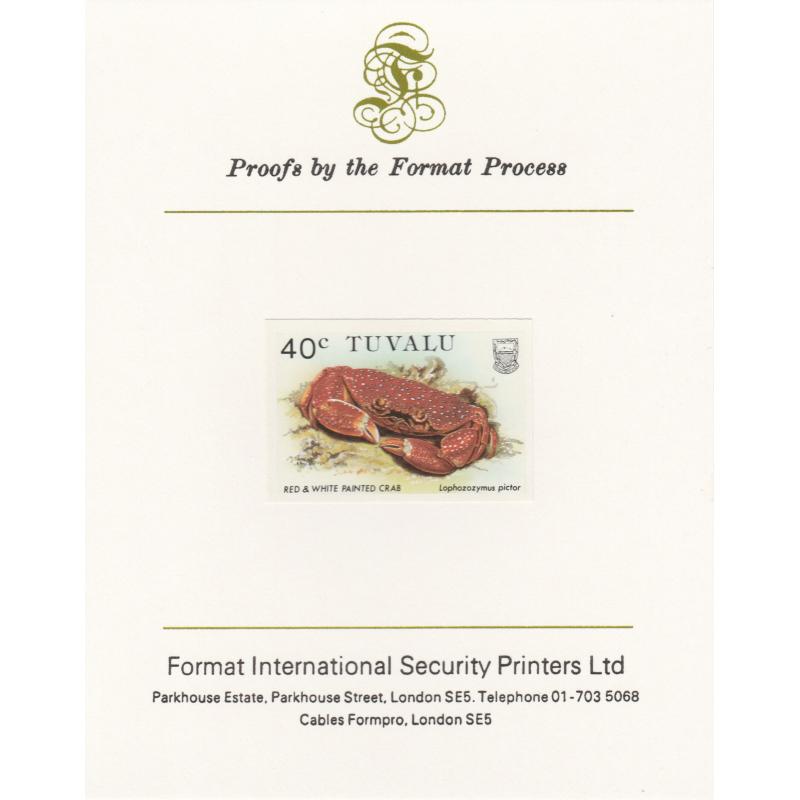 Tuvalu  1986 CRABS - RED & WHITE PAINTED CRAB  on FORMAT INT PROOF CARD