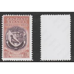 Falkland Is 1933 CENTENARY 10s COAT OF ARMS  - Maryland Forgery