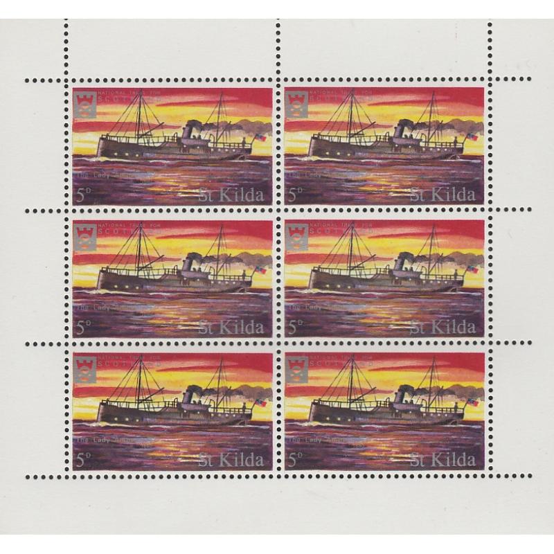 St Kilda 1971 SHIPS THE LADY AMBRODSINE complete perf sheet of 6 mnh