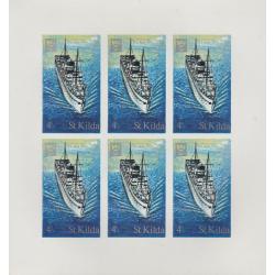 St Kilda 1971 SHIPS SS DEVONIA complete imperf sheet of 6 mnh