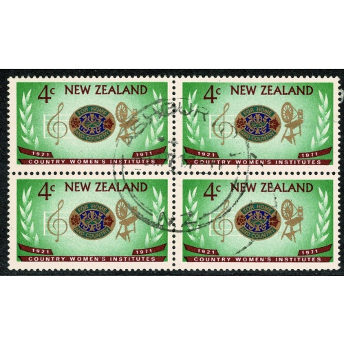 New Zealand. 1971 50th Anniv. Women's Institutes 4c. Fine used block. SG 948