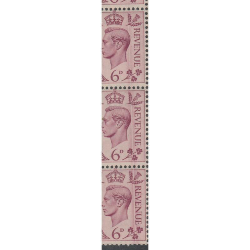 GB 1937 KG6 6d block of 8 with DOCTOR BLADE FLAW mnh