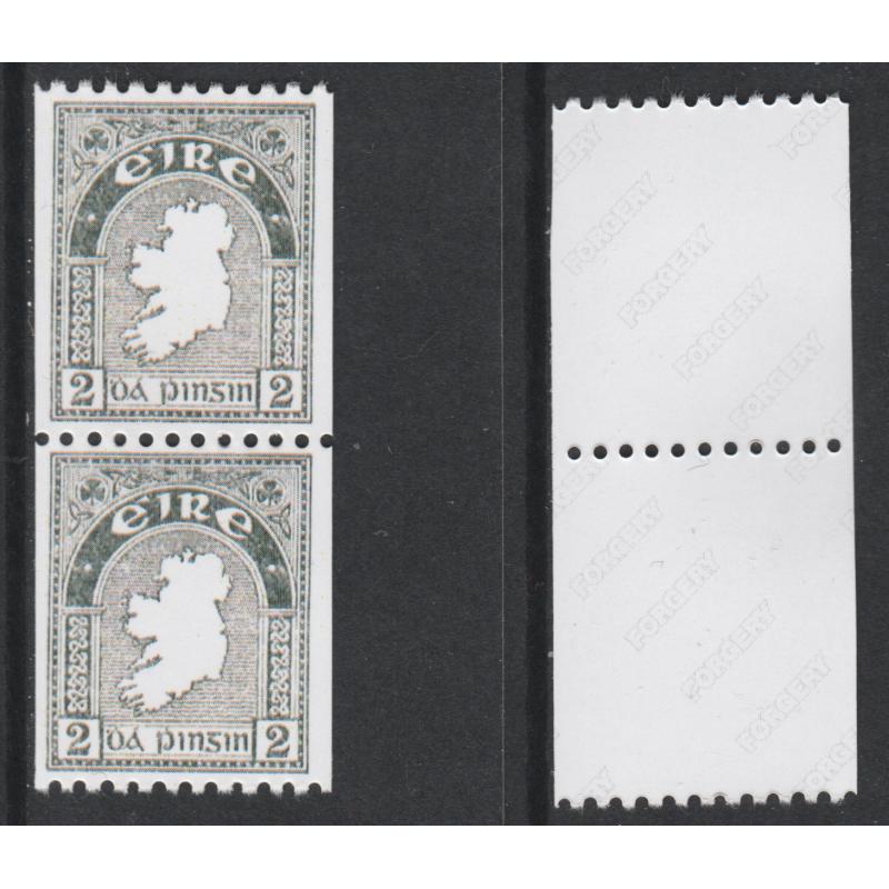 Ireland 1922 2d MAP COIL PAIR  - Maryland Forgery