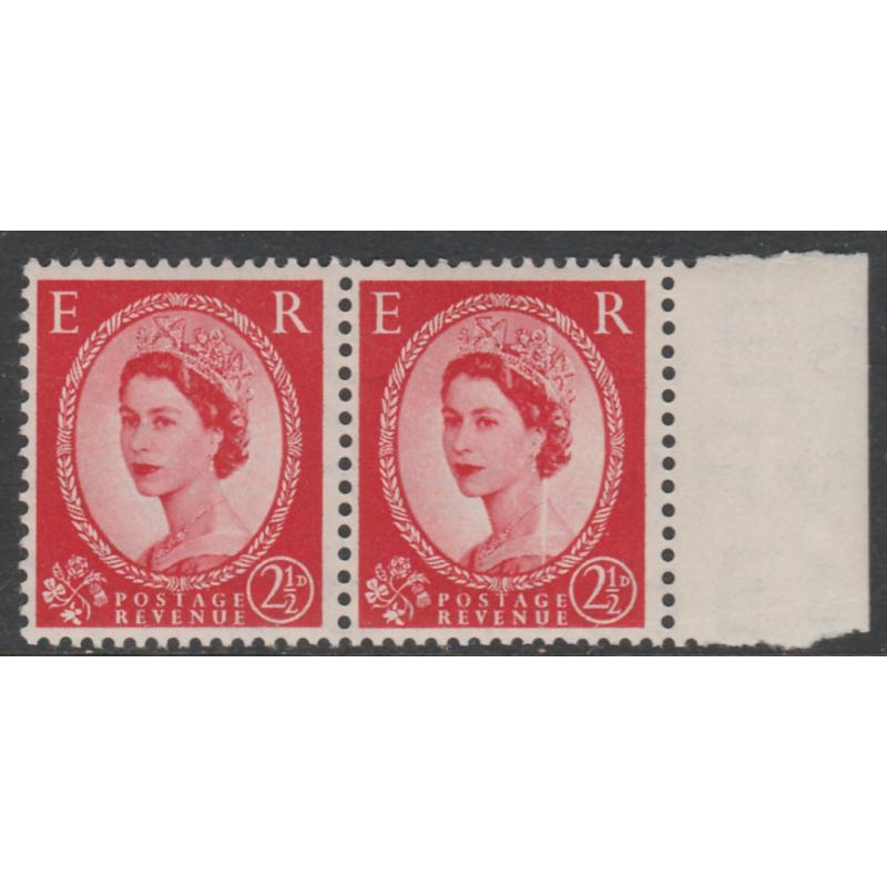 GB 1952 WILDING 2.5d Tudor pair with DOCTOR BLADE FLAW mnh