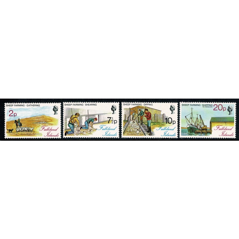 Falkland Islands. 1976 Sheep Farming issue. UM set of 4. SG 321-324