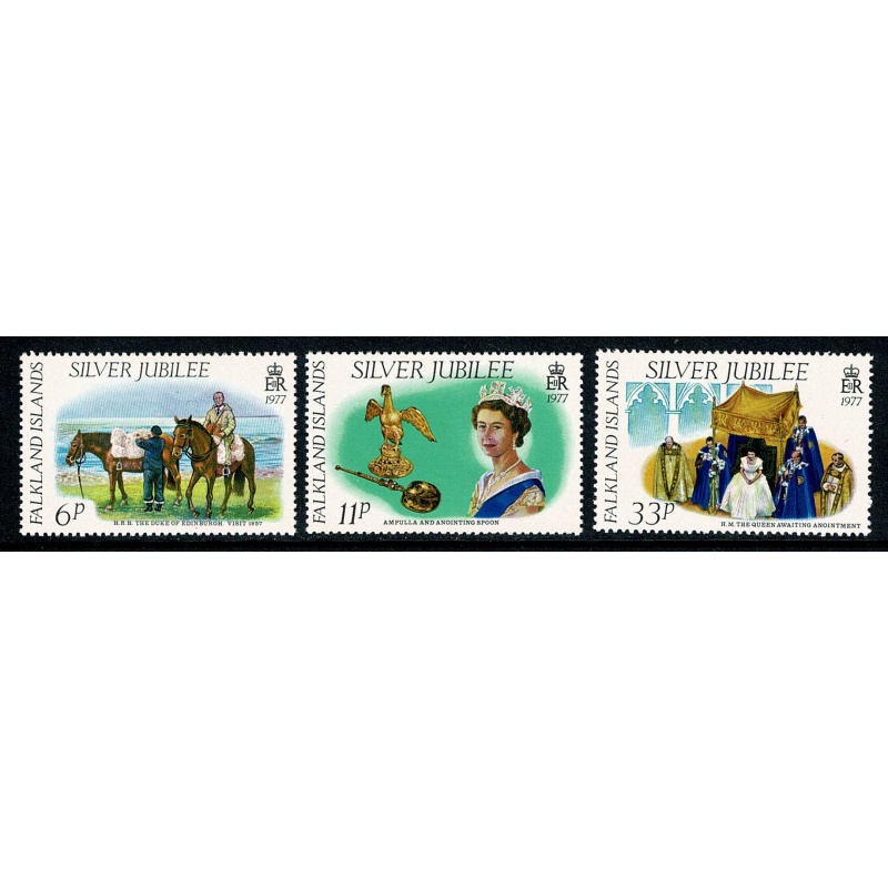 Falkland Islands. 1977 Silver Jubilee issue. UM set of 3. SG 325-327