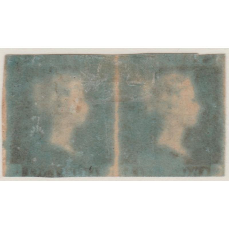 GB 1841 QV 2d blue horiz pair mint
